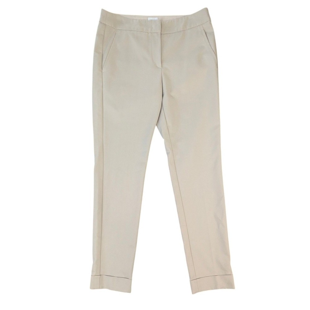Armani Collezioni Womens Beige Slim Cuffed Trousers Size 4 Cotton Blend RM004